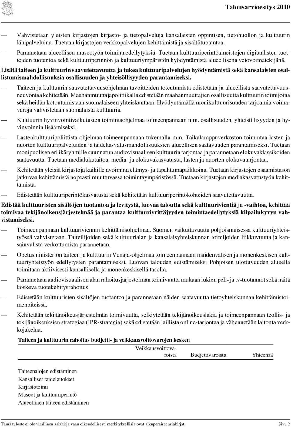 Tuetaan kulttuuriperintöaineistojen digitaalisten tuotteiden tuotantoa sekä kulttuuriperinnön ja kulttuuriympäristön hyödyntämistä alueellisena vetovoimatekijänä.