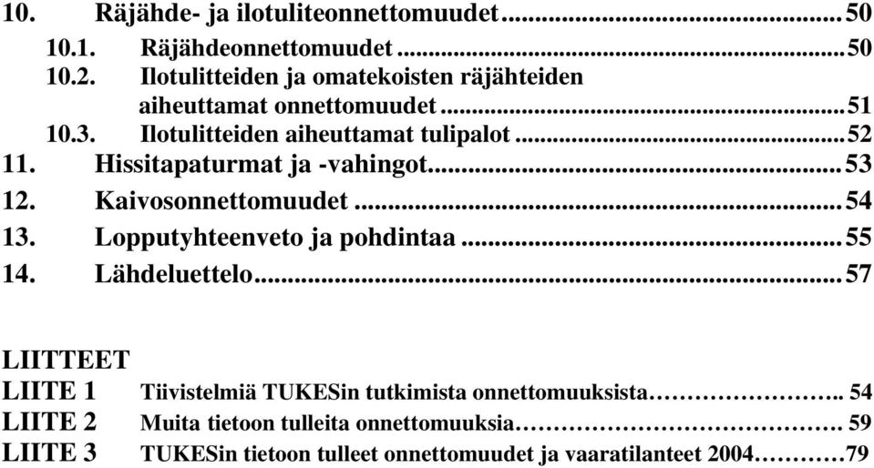 Hissitapaturmat ja -vahingot...53 12. Kaivosonnettomuudet...54 13. Lopputyhteenveto ja pohdintaa...55 14. Lähdeluettelo.