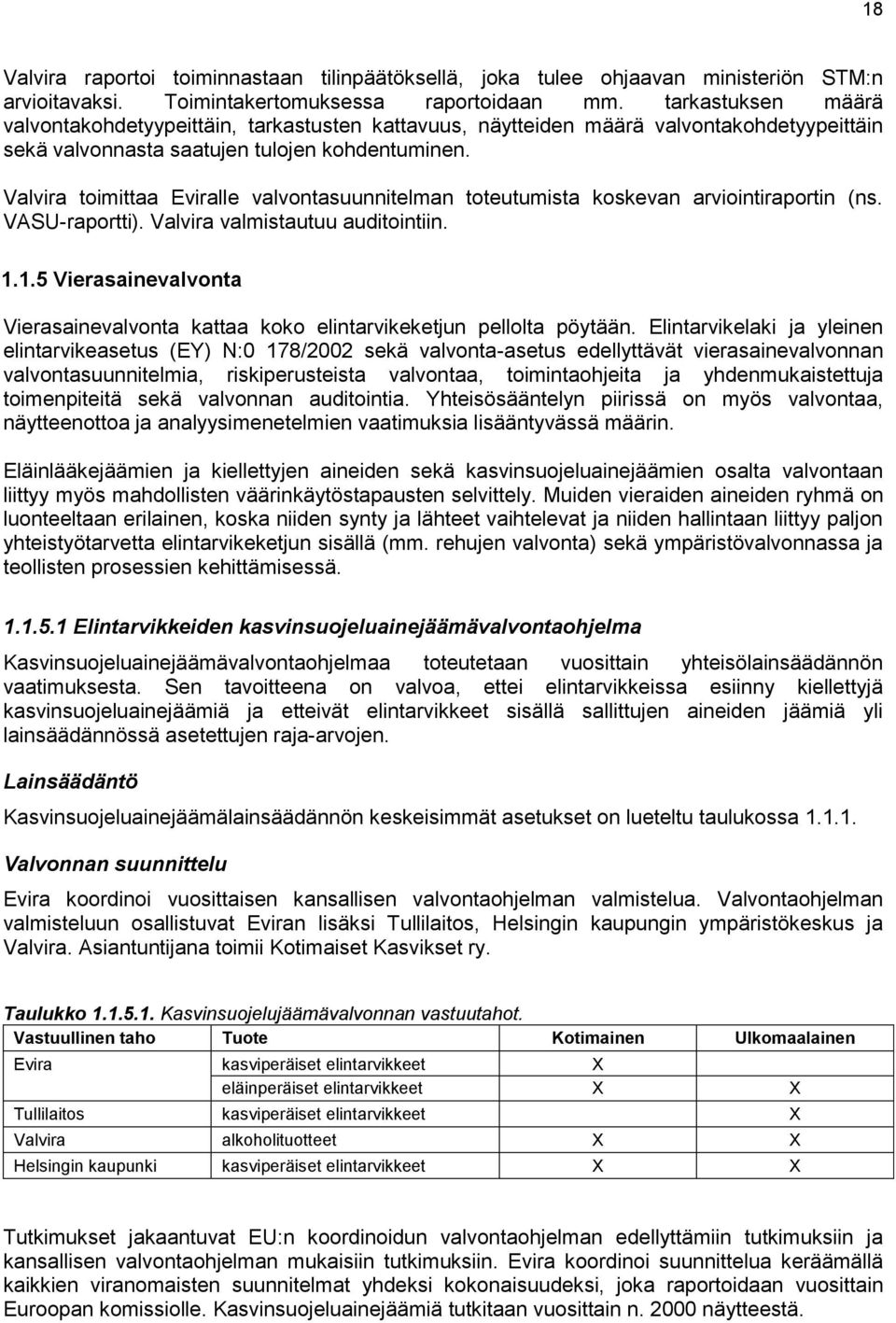 Valvira toimittaa Eviralle valvontasuunnitelman toteutumista koskevan arviointiraportin (ns. VASU-raportti). Valvira valmistautuu auditointiin. 1.