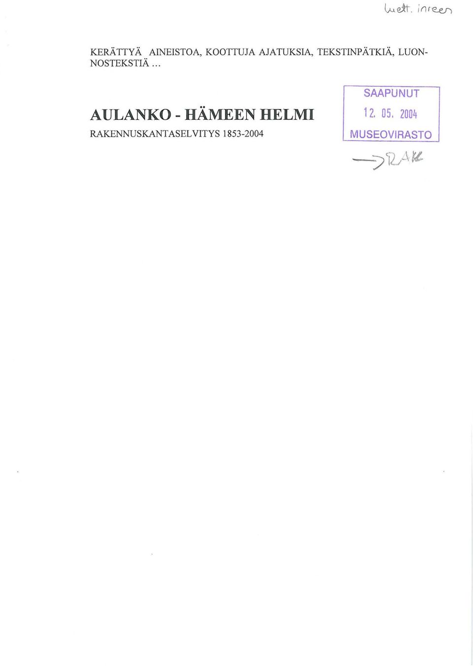 .. AULANKO- HÄMEEN HELMI