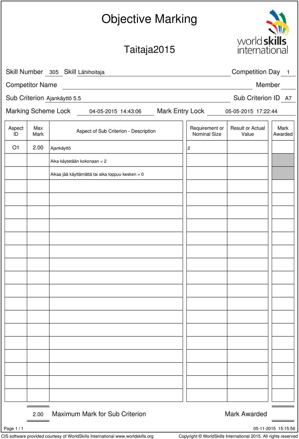 5 Sub Criterion A7 ing Scheme Lock 04-05-205 4:43:06 Entry Lock 05-05-205