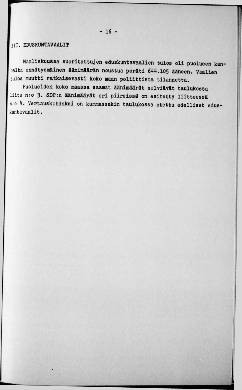 äänimäärän noustua peräti 61 4.105 ääneen.