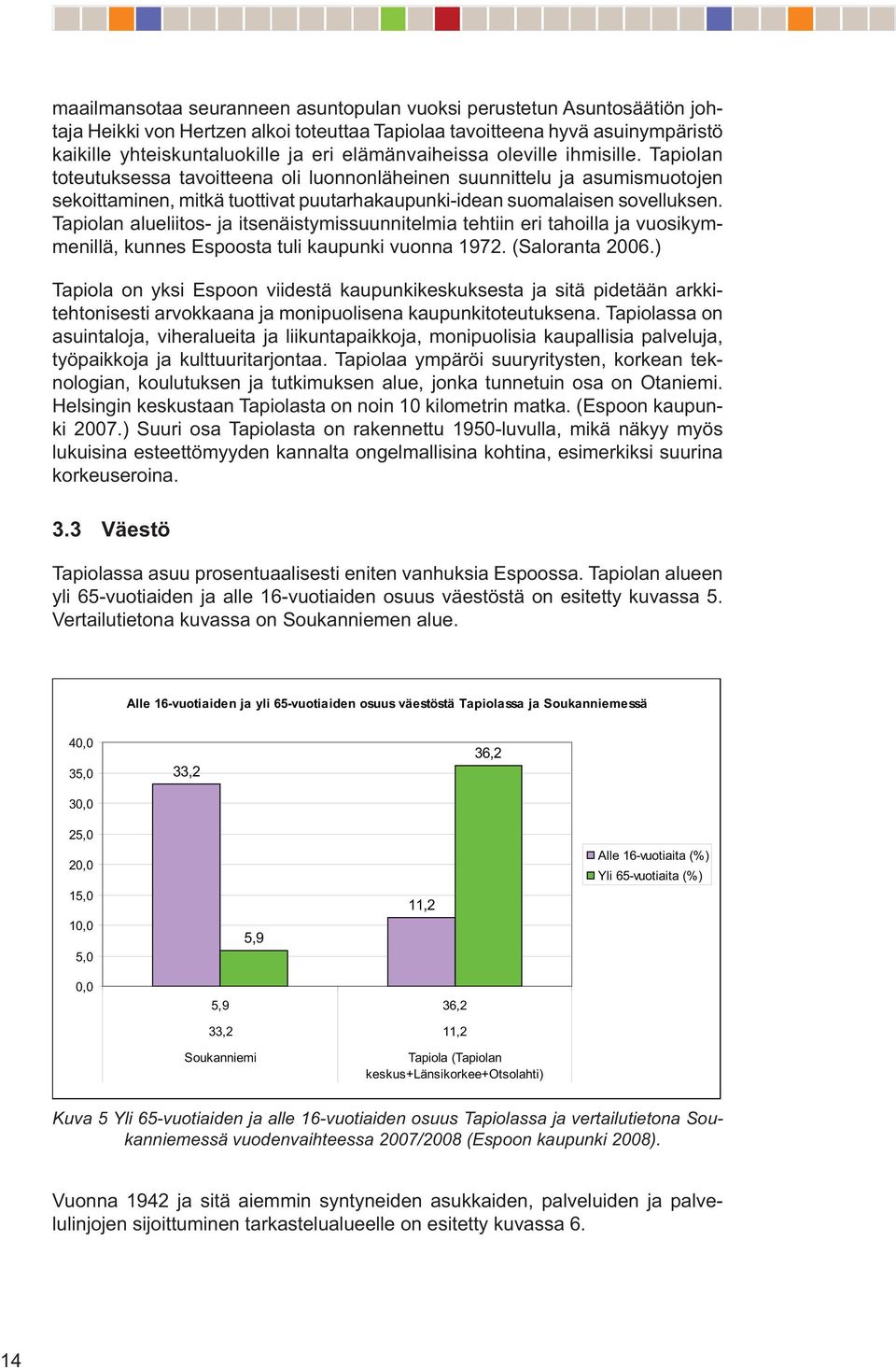 Tapiolan alueliitos- ja itsenäistymissuunnitelmia tehtiin eri tahoilla ja vuosikymmenillä, kunnes Espoosta tuli kaupunki vuonna 1972. (Saloranta 2006.