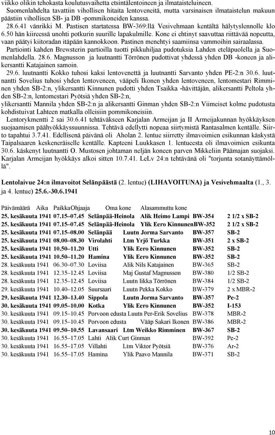 Pastisen startatessa BW-369:llä Vesivehmaan kentältä hälytyslennolle klo 6.50 hän kiireessä unohti potkurin suurille lapakulmille.