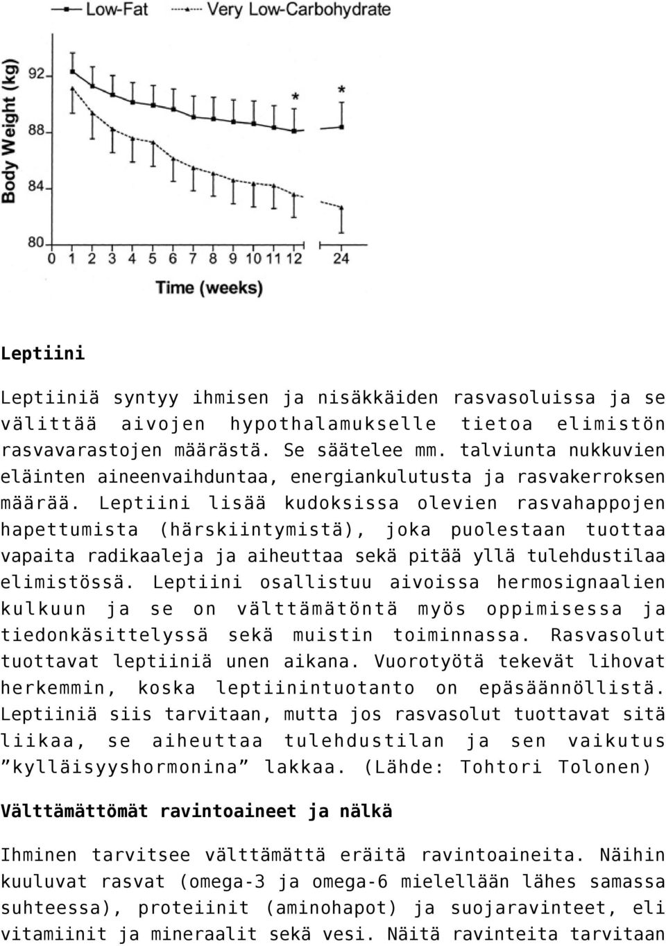 Leptiini lisää kudoksissa olevien rasvahappojen hapettumista (härskiintymistä), joka puolestaan tuottaa vapaita radikaaleja ja aiheuttaa sekä pitää yllä tulehdustilaa elimistössä.