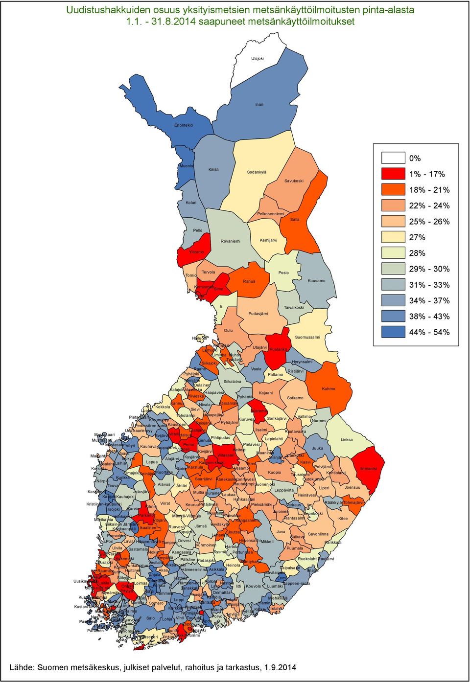 Posio Kuusamo Kemi Ii Taivalkoski Pudasjärvi Oulu Hailuoto Suomussalmi Kempele Utajärvi Lumijoki Puolanka Liminka Muhos Tyrnävä Siikajoki Hyrynsalmi Raahe Vaala Ristijärvi Pyhäjoki Paltamo Merijärvi