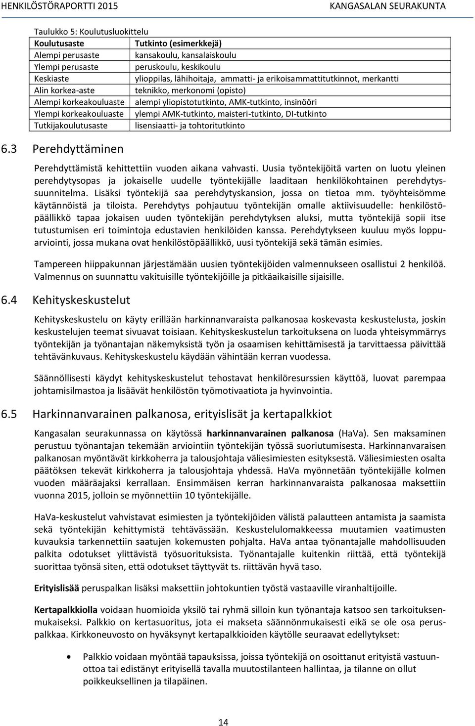 maisteri-tutkinto, DI-tutkinto Tutkijakoulutusaste lisensiaatti- ja tohtoritutkinto 6.3 Perehdyttäminen Perehdyttämistä kehittettiin vuoden aikana vahvasti.