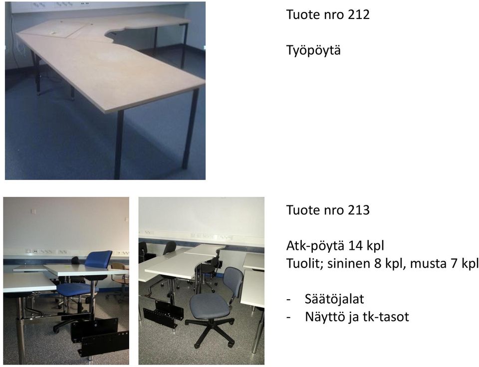 Tuolit; sininen 8 kpl, musta 7