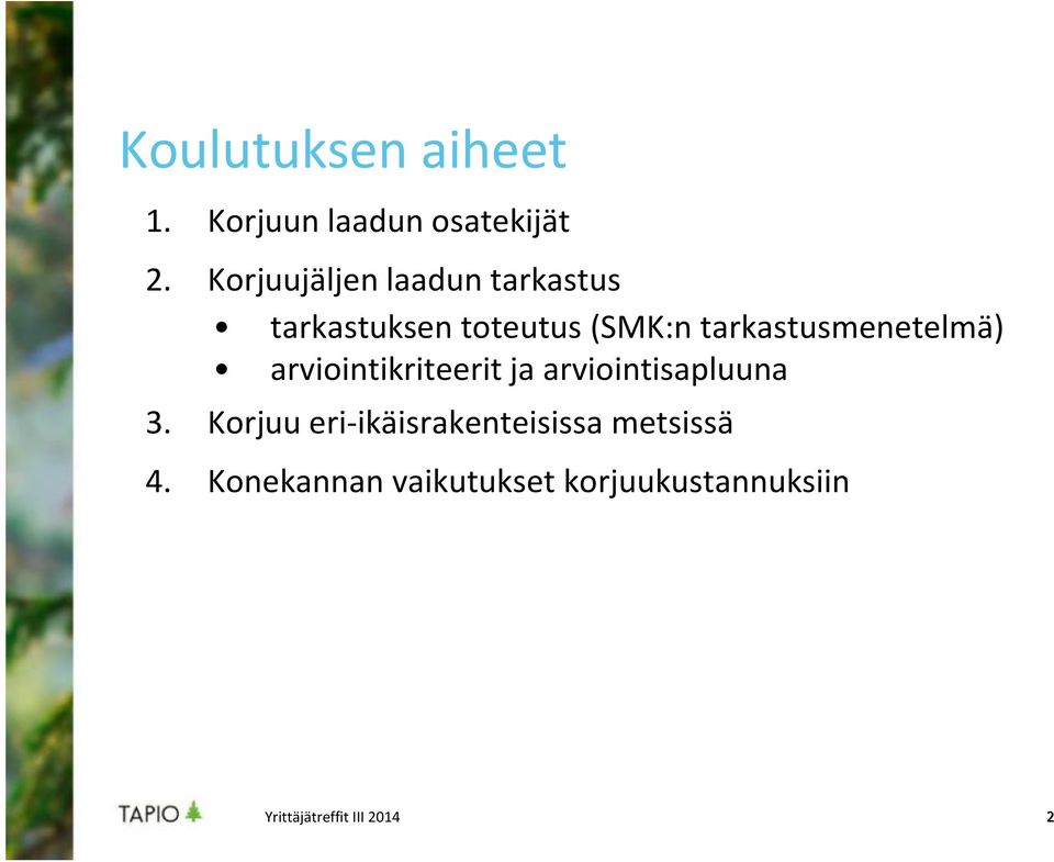 tarkastusmenetelmä) arviointikriteerit ja arviointisapluuna 3.