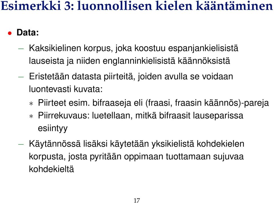 Piirteet esim.