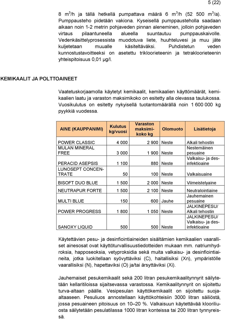 Vedenkäsittelyprosessista muodotuva liete, huuhteluvesi ja muu jäte kuljetetaan muualle käsiteltäväksi.