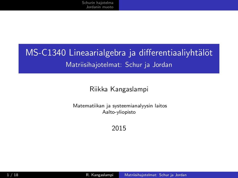 Matematiikan ja systeemianalyysin laitos