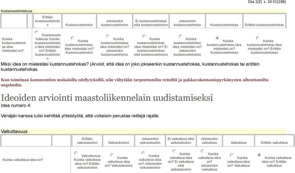 Kustaustehokas Miksi idea o mielestäsi? (Arvioit, että idea o joko jokseeki, tai erittäi. idea mielestäsi o?