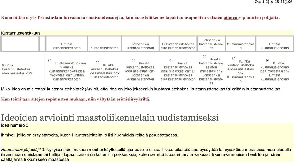 Kustaustehoka s Miksi idea o mielestäsi? (Arvioit, että idea o joko jokseeki, tai erittäi. Ku toimitaa aitoje sopimuste mukaa, ii vältytää erimielisyyksiltä.