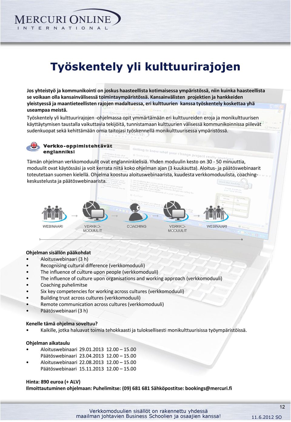 Työskentely yli kulttuurirajojen ohjelmassa opit ymmärtämään eri kulttuureiden eroja ja monikulttuurisen käyttäytymisen taustalla vaikuttavia tekijöitä, tunnistamaan kulttuurien välisessä