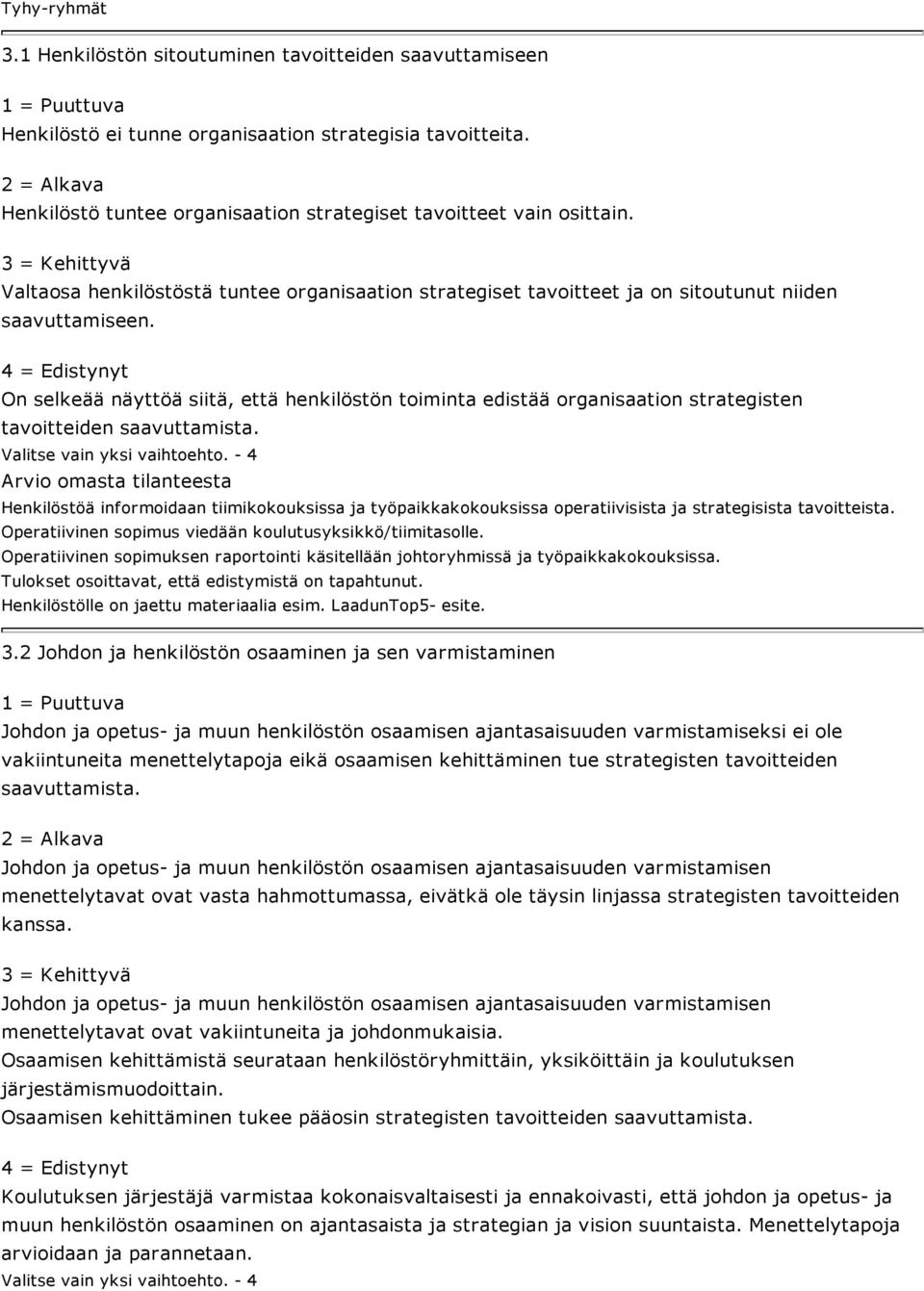 On selkeää näyttöä siitä, että henkilöstön toiminta edistää organisaation strategisten tavoitteiden saavuttamista.