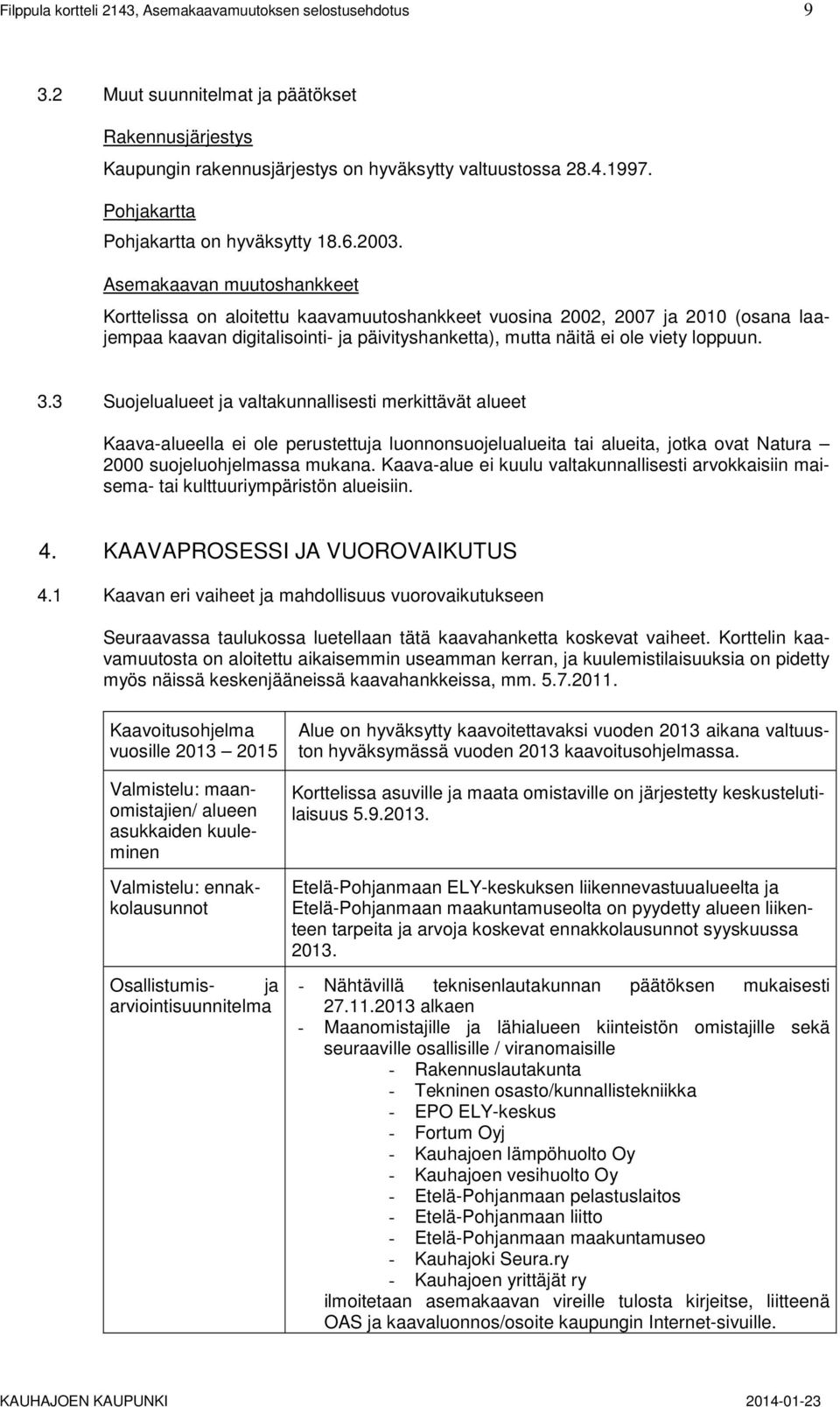 Asemakaavan muutoshankkeet Korttelissa on aloitettu kaavamuutoshankkeet vuosina 2002, 2007 ja 2010 (osana laajempaa kaavan digitalisointi- ja päivityshanketta), mutta näitä ei ole viety loppuun. 3.