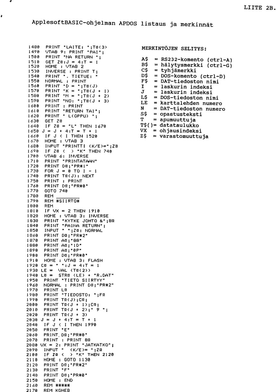 TIETUE: " 1550 NORMAL : PRINT 1560 PRINT "D = ";TO(J) 1570 PRINT "K = ";TO(J + 1) 1588 PRINT "M = ";TOIJ + 2) 1530 PRINT "NO: ";TOIJ + 3) 1688 PRII-.