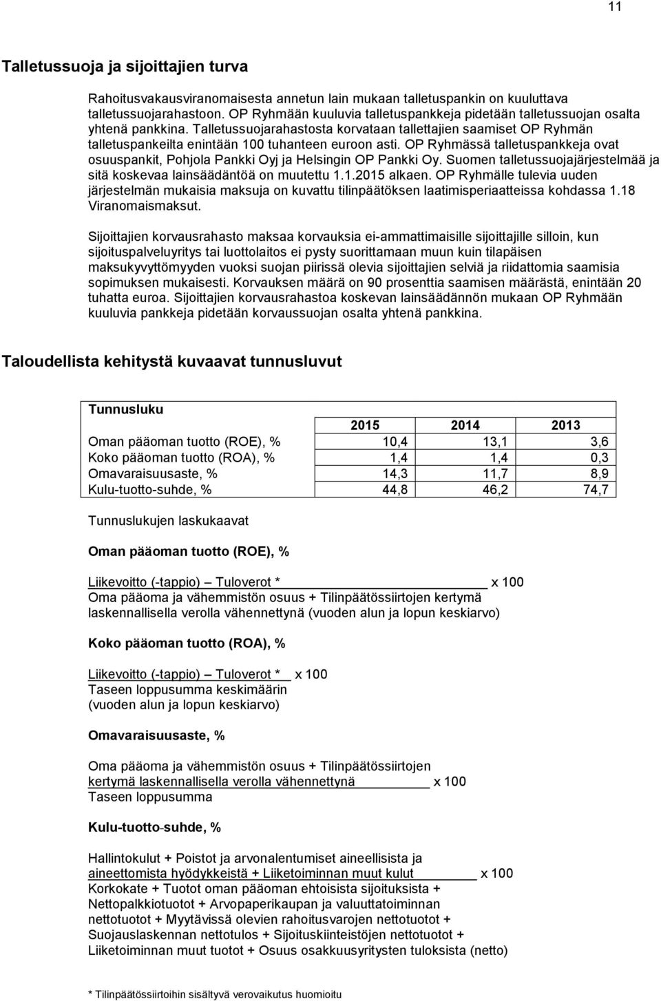 Talletussuojarahastosta korvataan tallettajien saamiset OP Ryhmän talletuspankeilta enintään 100 tuhanteen euroon asti.