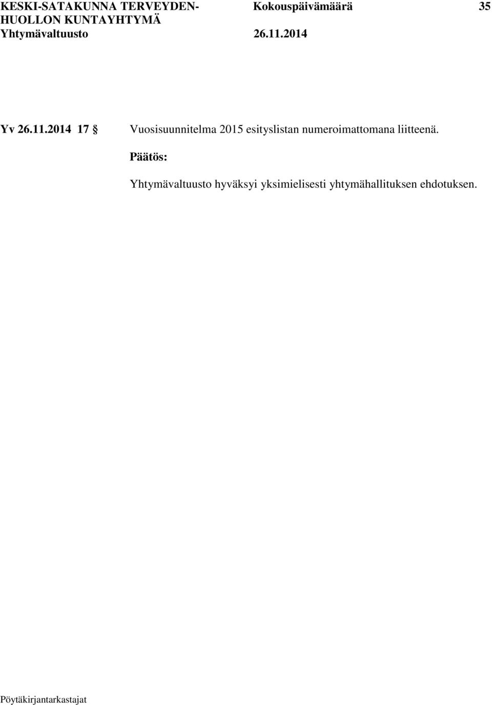 2014 17 Vuosisuunnitelma 2015 esityslistan