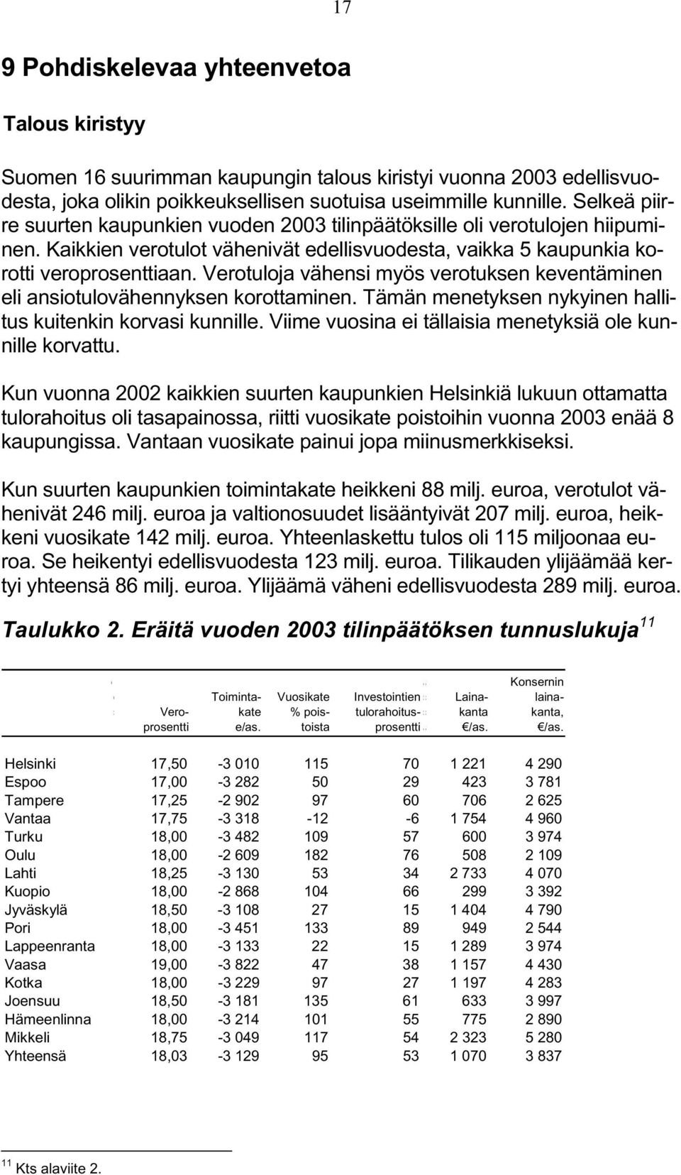 Verotuloja vähensi myös verotuksen keventäminen eli ansiotulovähennyksen korottaminen. Tämän menetyksen nykyinen hallitus kuitenkin korvasi kunnille.