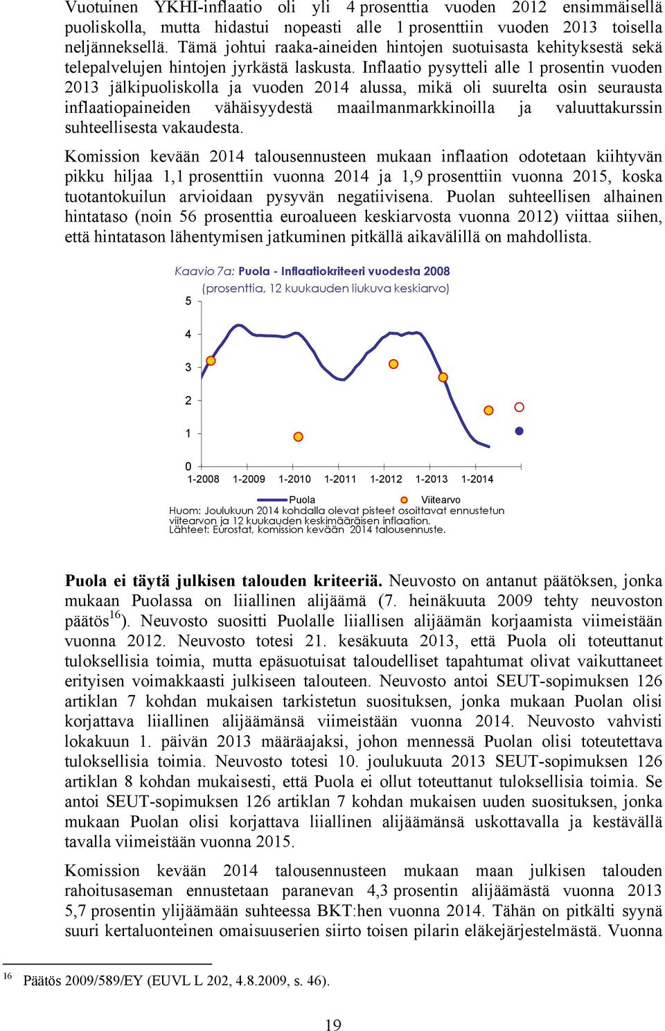 Inflaatio pysytteli alle 1 prosentin vuoden 13 jälkipuoliskolla ja vuoden 14 alussa, mikä oli suurelta osin seurausta inflaatiopaineiden vähäisyydestä maailmanmarkkinoilla ja valuuttakurssin