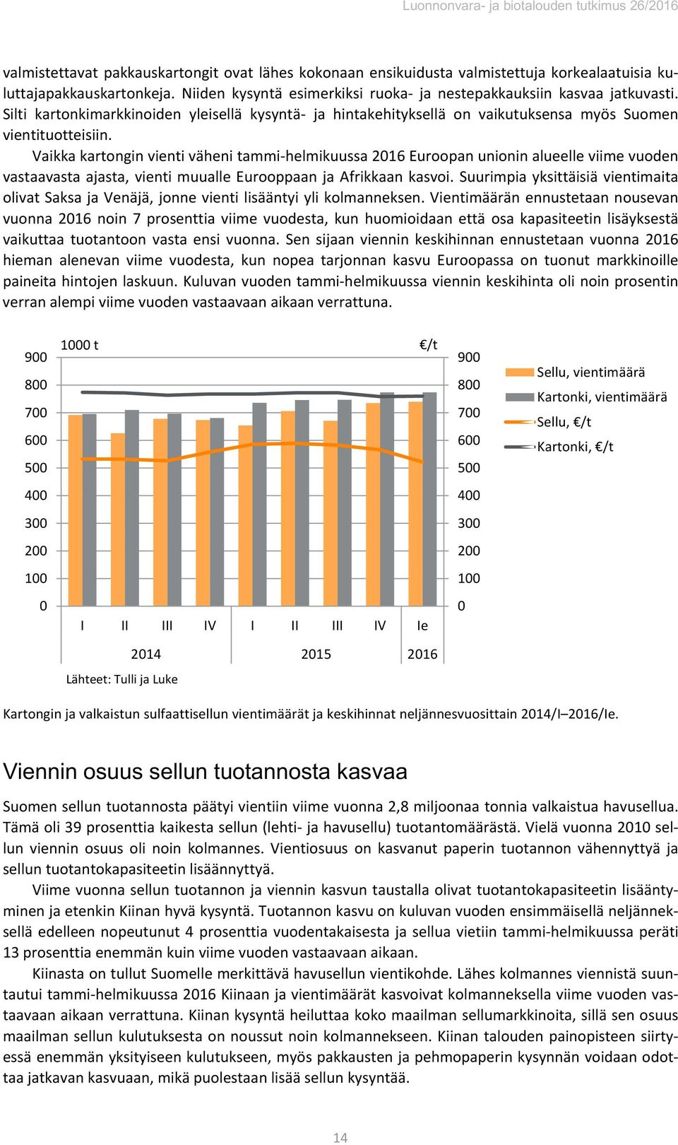 Vaikka kartongin vienti väheni tammi-helmikuussa 216 Euroopan unionin alueelle viime vuoden vastaavasta ajasta, vienti muualle Eurooppaan ja Afrikkaan kasvoi.