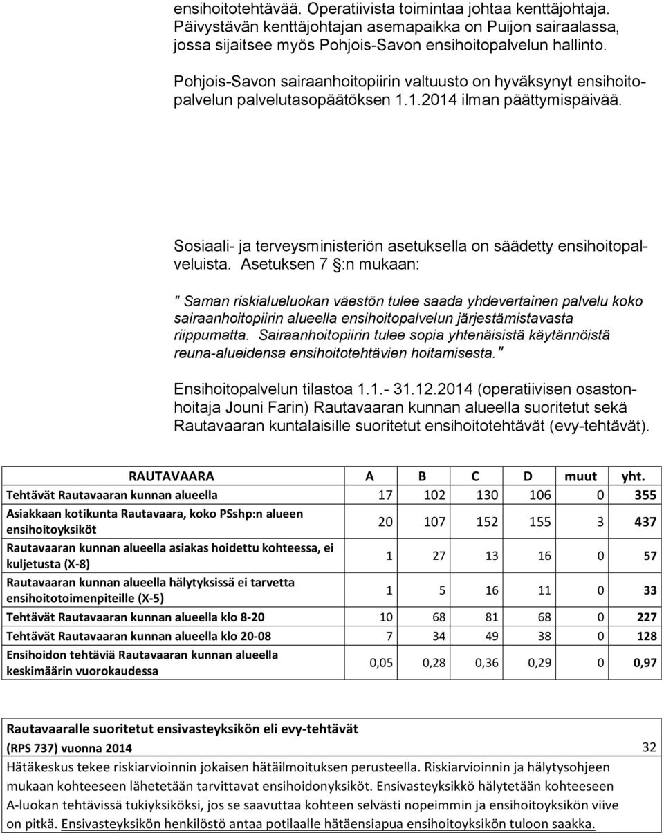 Sosiaali- ja terveysministeriön asetuksella on säädetty ensihoitopalveluista.