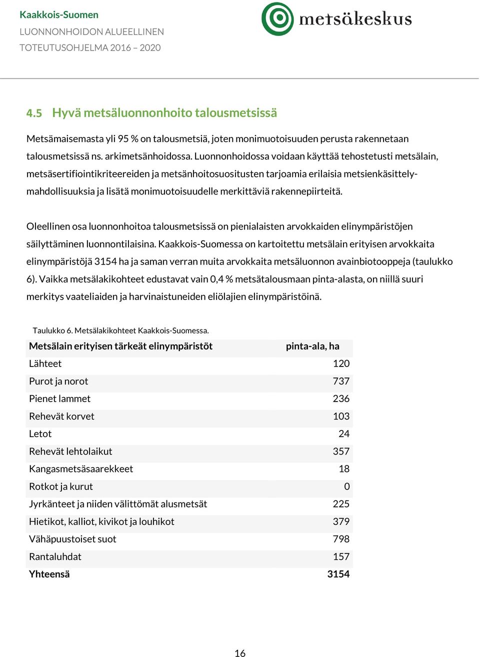 merkittäviä rakennepiirteitä. Oleellinen osa luonnonhoitoa talousmetsissä on pienialaisten arvokkaiden elinympäristöjen säilyttäminen luonnontilaisina.