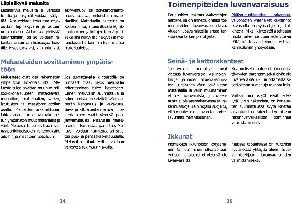 Materiaalin haittoina on korkea hinta, alttius ilkivallalle, rikkoutuminen ja lintujen törmäily. Lisäksi lika näkyy läpinäkyvässä meluaidassa herkemmin kuin muissa materiaaleissa.