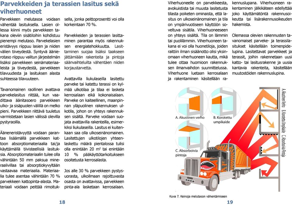 Syntyvä äänierotaso riippuu valitun järjestelmän lisäksi parvekkeen seinämateriaaleista ja tiiveydestä, parvekkeen tilavuudesta ja lasituksen alasta suhteessa tilavuuteen.