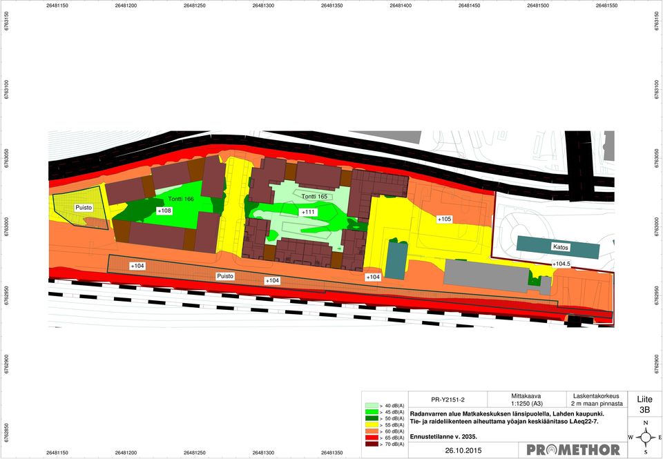 db(a) PR-Y2151-2 Mittakaava 1:1250 (A3) Laskentakorkeus 2 m maan pinnasta Radanvarren alue