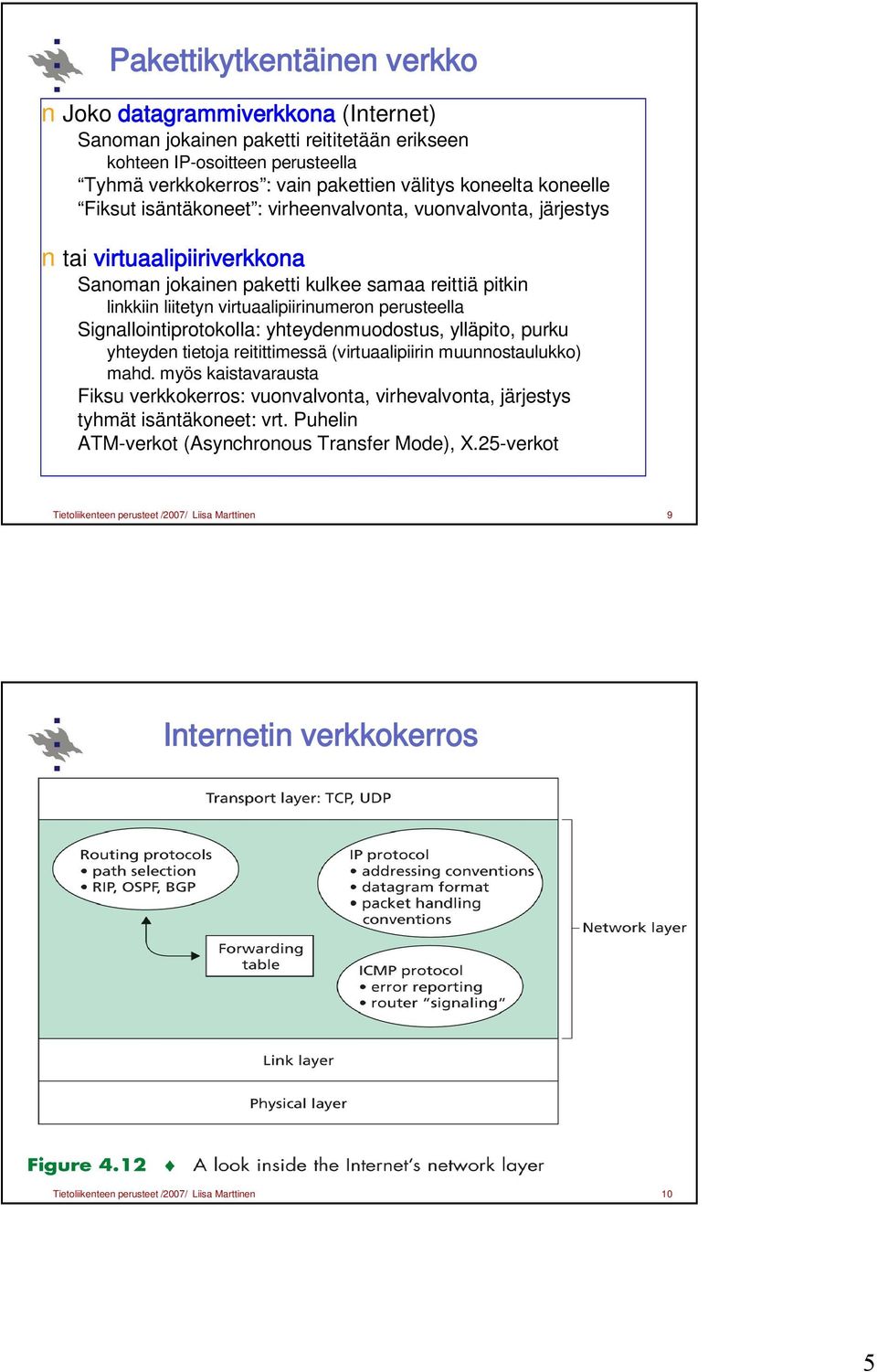 perusteella Signallointiprotokolla: yhteydenmuodostus, ylläpito, purku yhteyden tietoja reitittimessä (virtuaalipiirin muunnostaulukko) mahd.