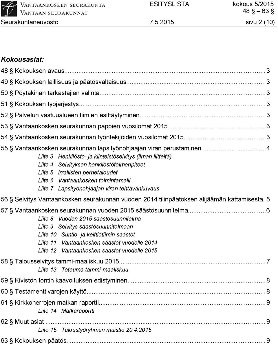 ..3 55 Vantaankosken seurakunnan lapsityönohjaajan viran perustaminen.