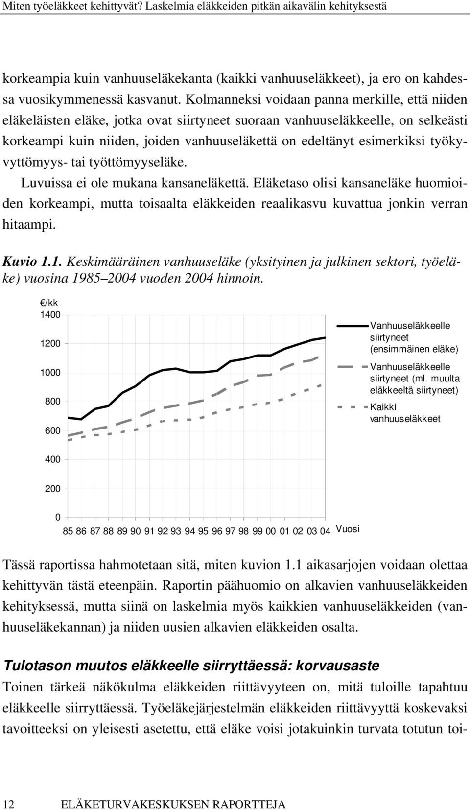 esimerkiksi työkyvyttömyys- tai työttömyyseläke. Luvuissa ei ole mukana kansaneläkettä.