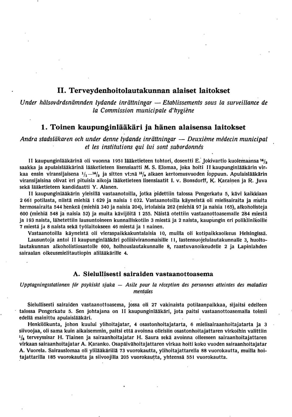 kaupunginlääkärinä oli vuonna 95 lääketieteen tohtori, dosentti E: JOkivartio kuolemaånsa 4/ saakka ja apulaislääkärinä lääketieteen lisensiaatti M. S.