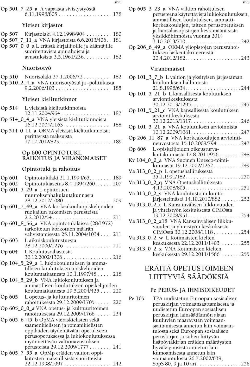 ......... 182 Op 510_2_4_a VNA nuorisotyöstä ja -politiikasta 9.2.2006/103.................... 185 Yleiset kielitutkinnot Op 514 L yleisistä kielitutkinnoista 12.11.2004/964.