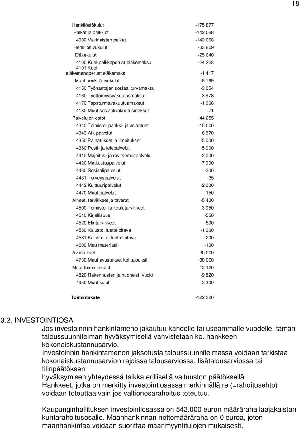 Palvelujen ostot -44 255 4340 Toimisto- pankki- ja asiantunt -15 000 4343 Atk-palvelut -6 870 4350 Painatukset ja ilmoitukset -5 000 4360 Posti- ja telepalvelut -5 000 4410 Majoitus- ja