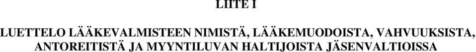 LÄÄKEMUODOISTA, VAHVUUKSISTA,