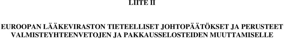 PERUSTEET VALMISTEYHTEENVETOJEN