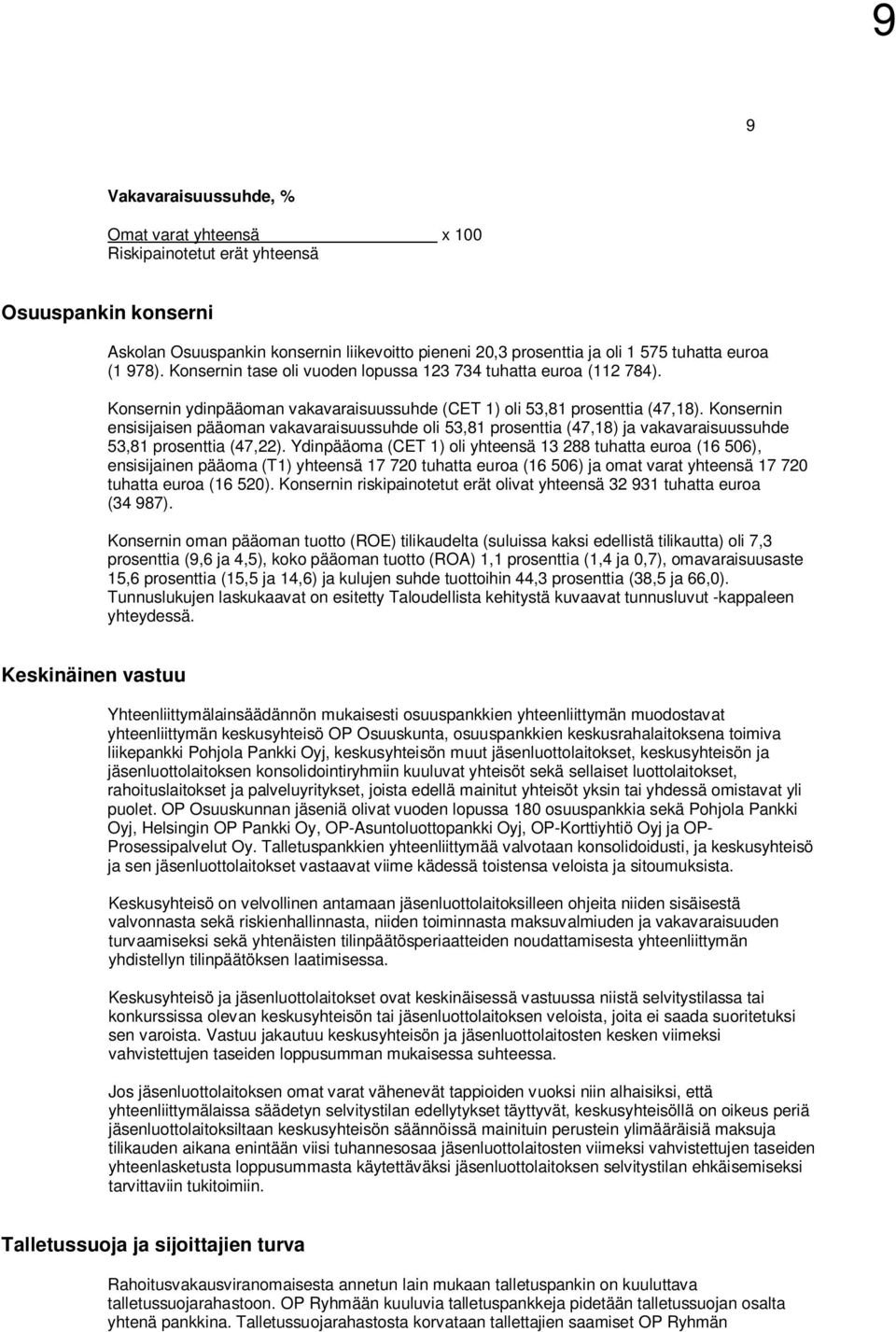 n ensisijaisen pääoman vakavaraisuussuhde oli 53,81 prosenttia (47,18) ja vakavaraisuussuhde 53,81 prosenttia (47,22).