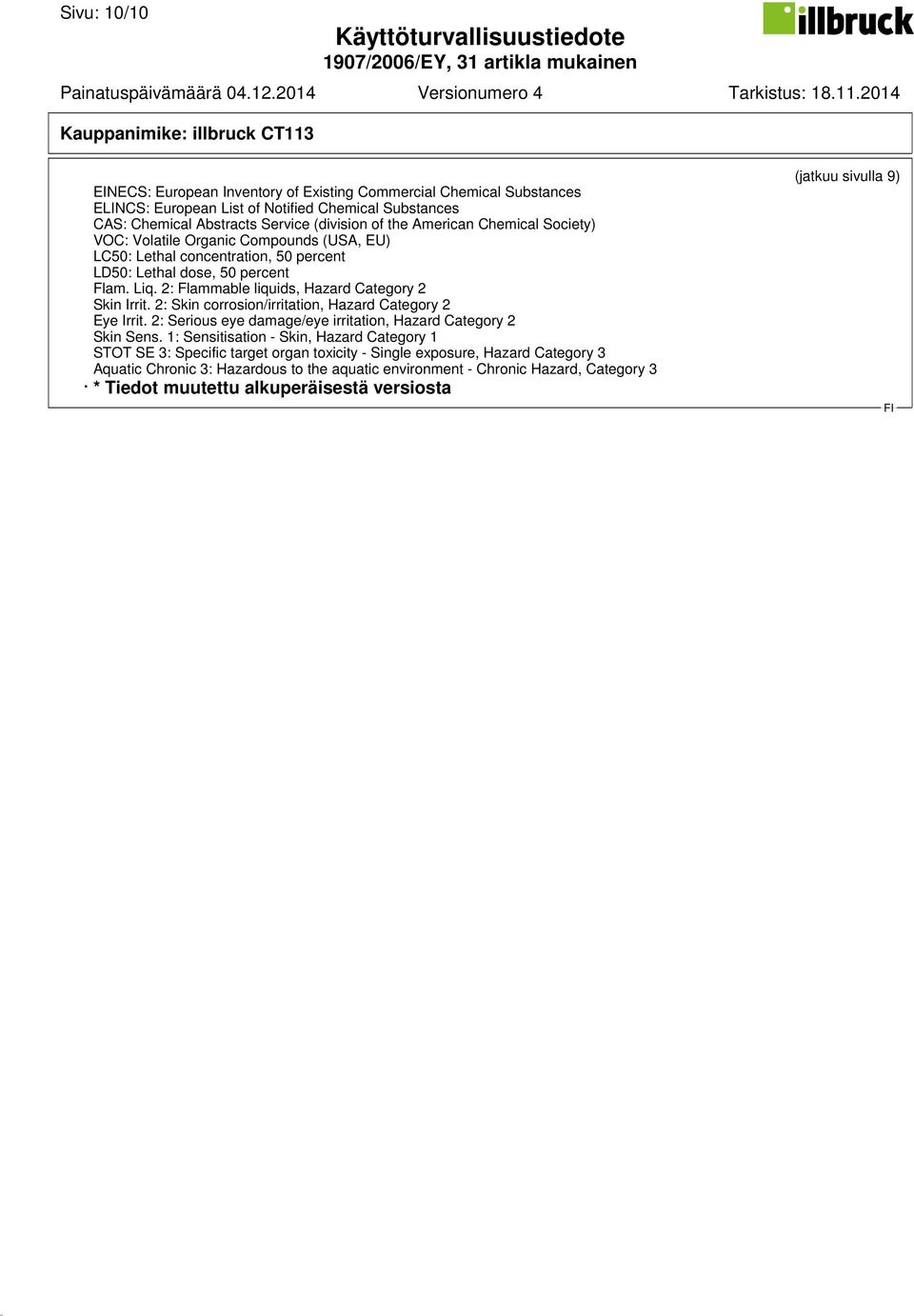 2: Skin corrosion/irritation, Hazard Category 2 Eye Irrit. 2: Serious eye damage/eye irritation, Hazard Category 2 Skin Sens.
