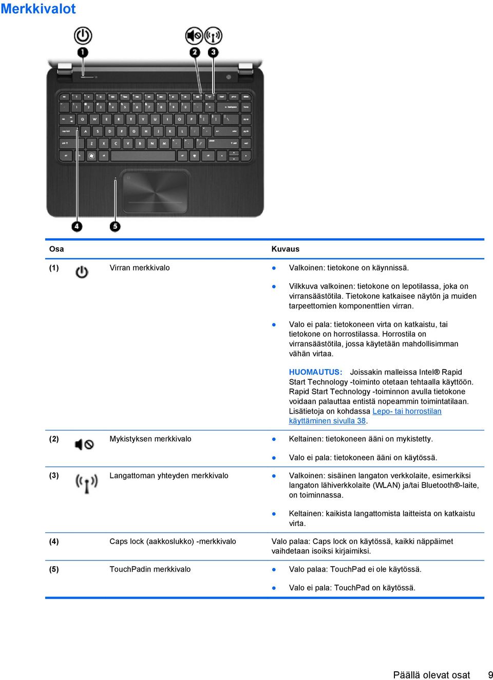 Horrostila on virransäästötila, jossa käytetään mahdollisimman vähän virtaa. HUOMAUTUS: Joissakin malleissa Intel Rapid Start Technology -toiminto otetaan tehtaalla käyttöön.