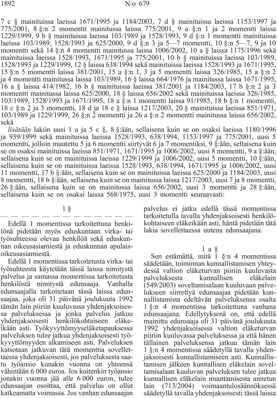 mainitussa laissa 1006/2002, 10 a laissa 1175/1996 sekä mainituissa laeissa 1528/1993, 1671/1995 ja 775/2001, 10 b mainituissa laeissa 103/1989, 1528/1993 ja 1229/1999, 12 laissa 638/1994 sekä