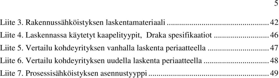 Vertailu kohdeyrityksen vanhalla laskenta periaatteella... 47 Liite 6.