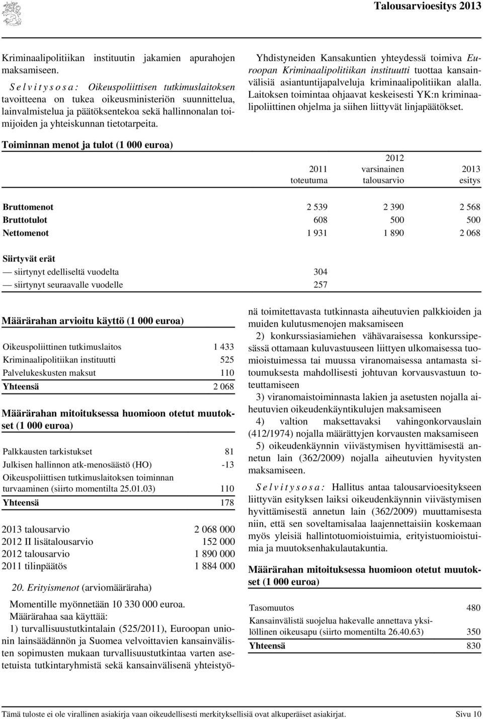 tietotarpeita. Yhdistyneiden Kansakuntien yhteydessä toimiva Euroopan Kriminaalipolitiikan instituutti tuottaa kansainvälisiä asiantuntijapalveluja kriminaalipolitiikan alalla.