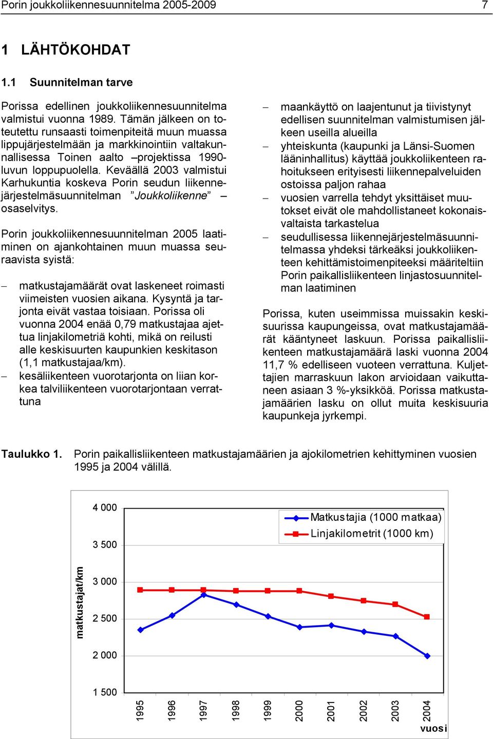 Keväällä 2003 valmistui Karhukuntia koskeva Porin seudun liikennejärjestelmäsuunnitelman Joukkoliikenne osaselvitys.