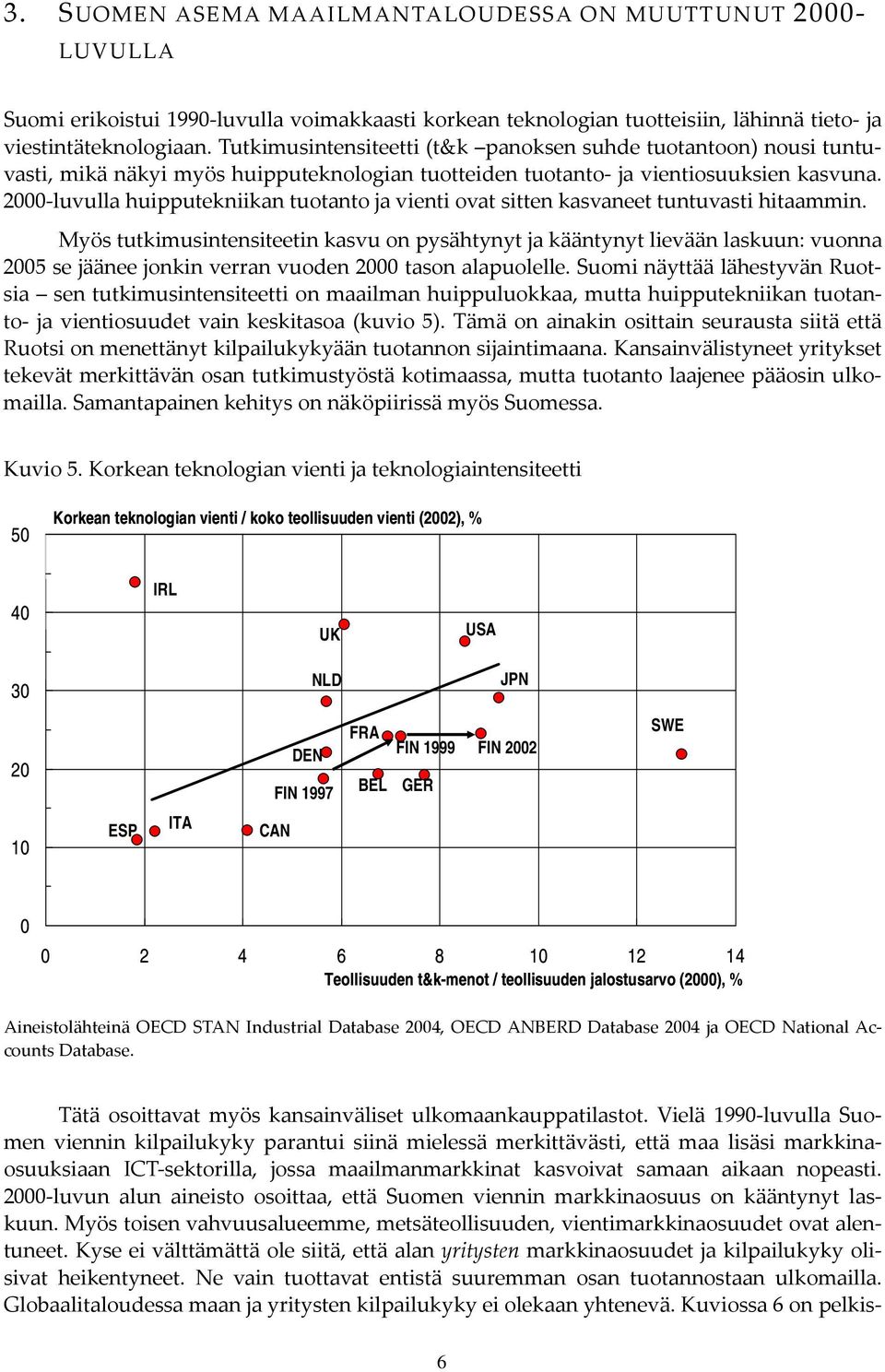 2000-luvulla huipputekniikan tuotanto ja vienti ovat sitten kasvaneet tuntuvasti hitaammin.