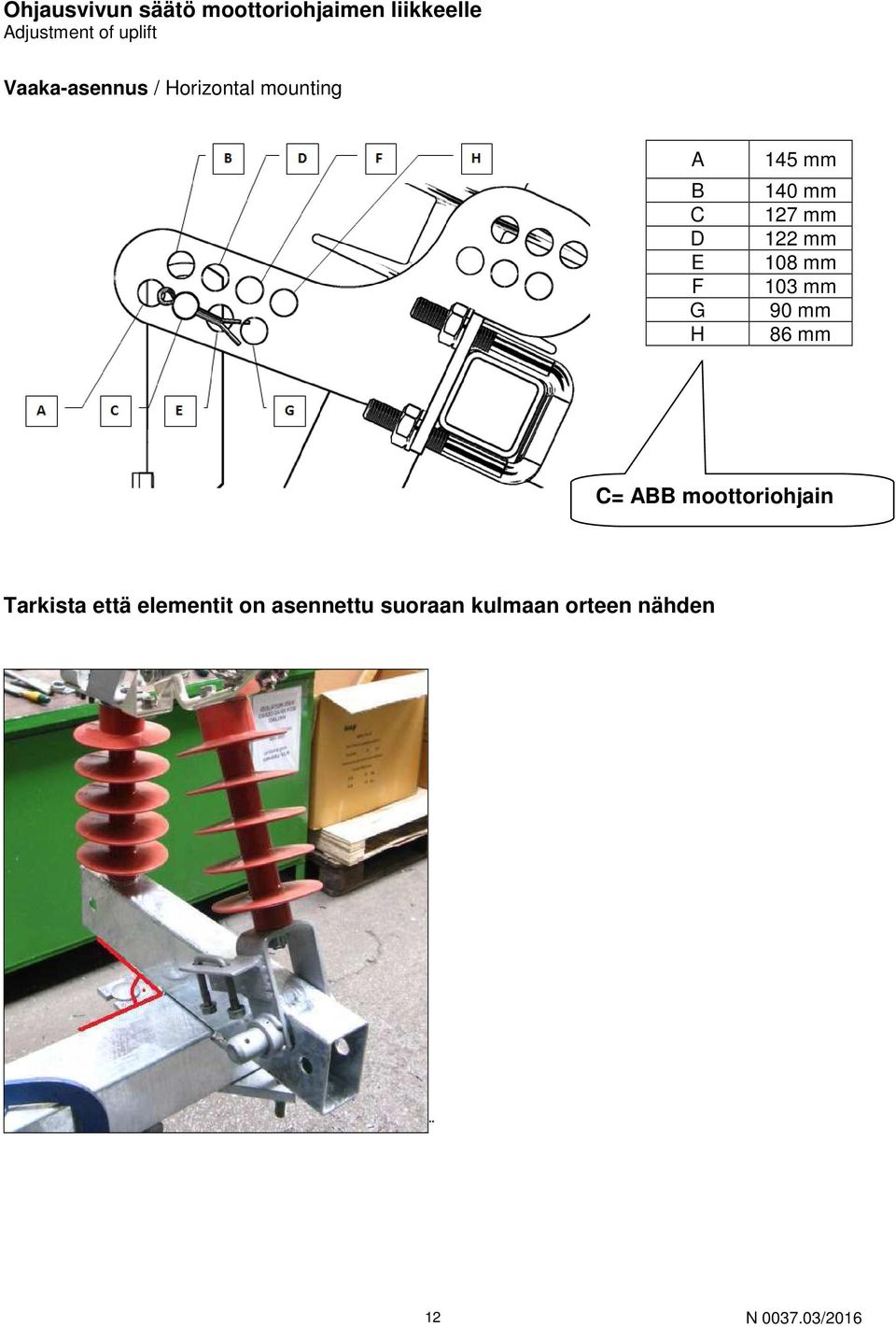 140 mm 127 mm 122 mm 108 mm 103 mm 90 mm 86 mm C= ABB