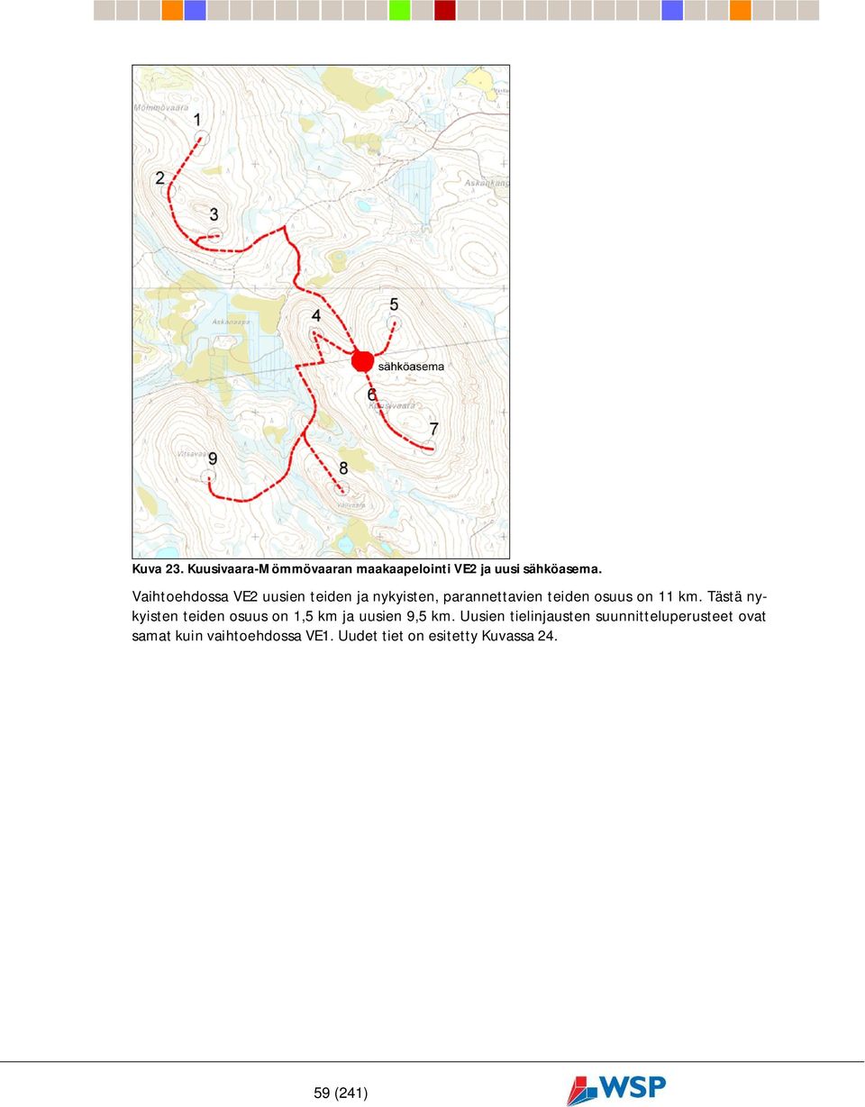 Tästä nykyisten teiden osuus on 1,5 km ja uusien 9,5 km.